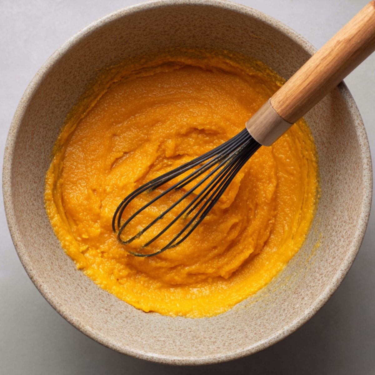 Gently fold the dry mixture into the pumpkin batter just until no streaks remain